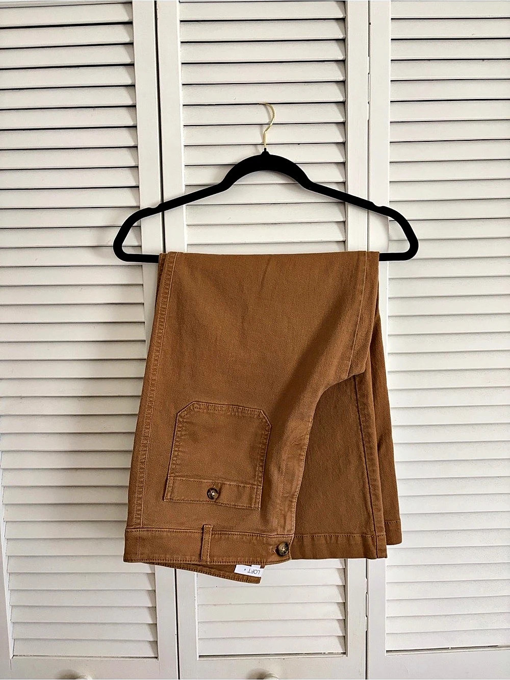 LOFT The Palmer Wide Leg Pants Camel Brown Utility Patch Pocket High Rise (12)